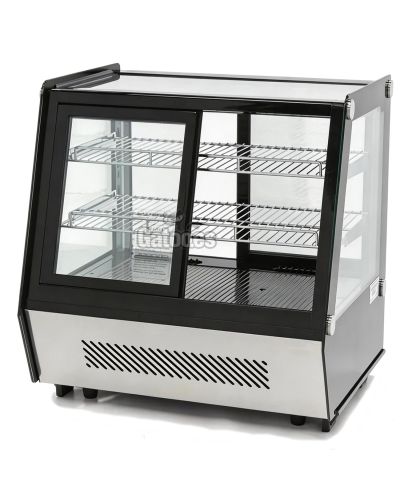 Vitrina Expositora Refrigerada 125 Litros Sobremesa. 4 Caras Cristal con Puertas Correderas - frontal