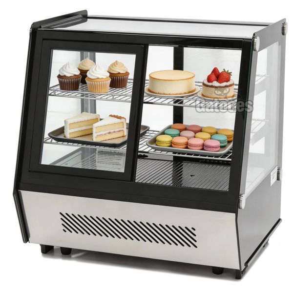 Vitrina Expositora Refrigerada 125 Litros Sobremesa. 4 Caras Cristal con Puertas Correderas
