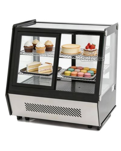 Vitrina Expositora Refrigerada 125 Litros Sobremesa. 4 Caras Cristal con Puertas Correderas