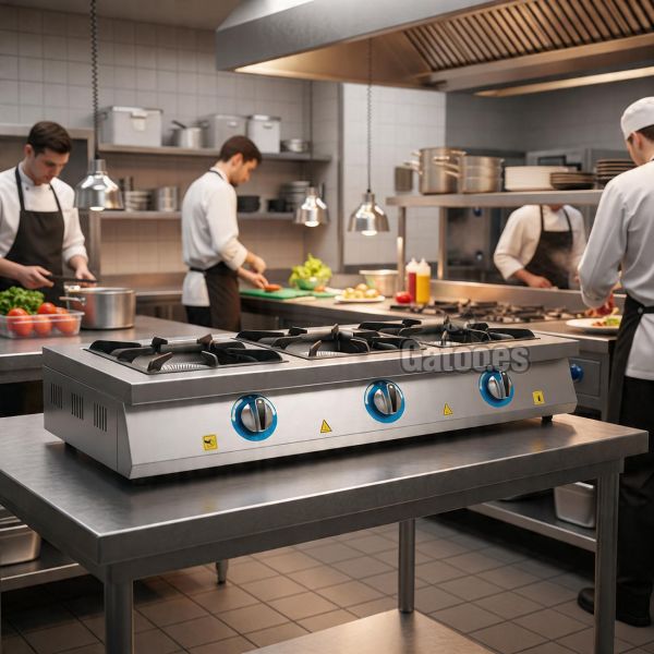 Cocina de Gas Industrial de 3 Fuegos GM3 - en restaurante