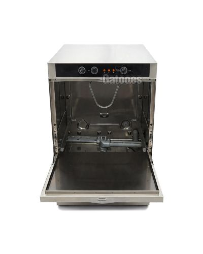 Lavavajillas Industrial LX400. Cesta de 40x40. Con Bomba de Desagüe y Dosificador de Detergente - frontal abierto