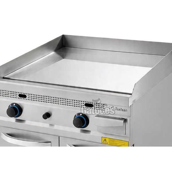 FryTop a Gas con Mueble Profesional. Ancho 80 cm. Cromoduro - 2 Quemadores